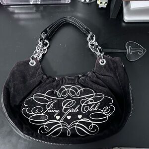 Vintage Juicy Couture Girl Club Velvet Velour Chocolate Brown Hand Bag Purse